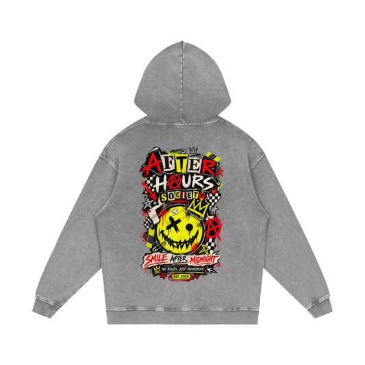 Snow Washed Loose Cotton Hoodie