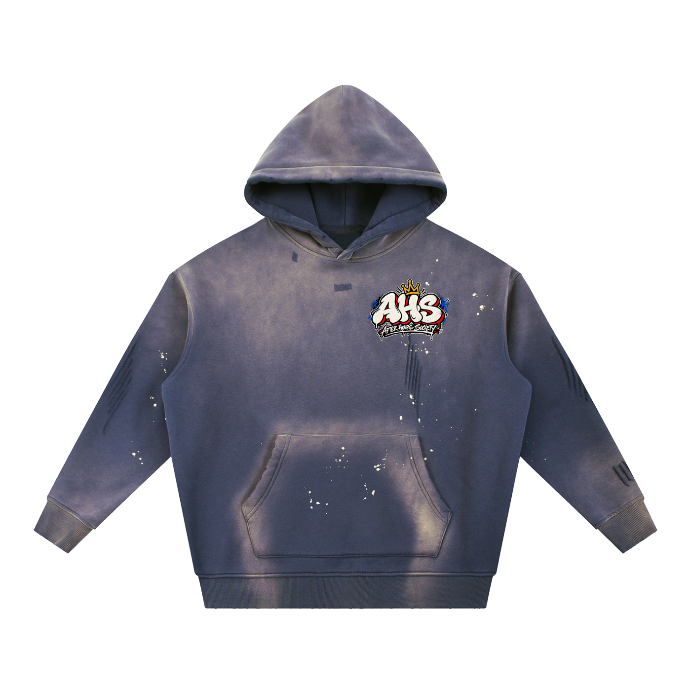 Vintage Washed Frayed Fleece Hoodie