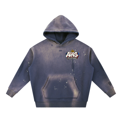 Vintage Washed Frayed Fleece Hoodie